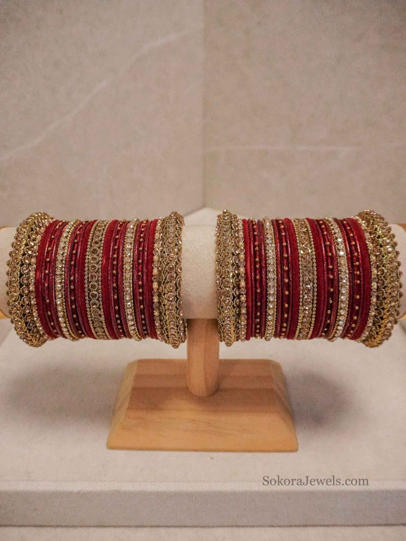 Aafiya Maroon Bangle set - SOKORA JEWELSAafiya Maroon Bangle setBANGLES