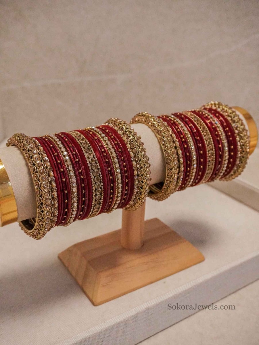 Aafiya Maroon Bangle set - SOKORA JEWELSAafiya Maroon Bangle setBANGLES