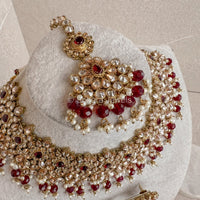 Aafiya Necklace Set - Maroon - SOKORA JEWELSAafiya Necklace Set - Maroon