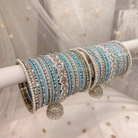Aafiya Silver Bridal Bangle Set - 4 Colour Options - SOKORA JEWELSAafiya Silver Bridal Bangle Set - 4 Colour OptionsBANGLES