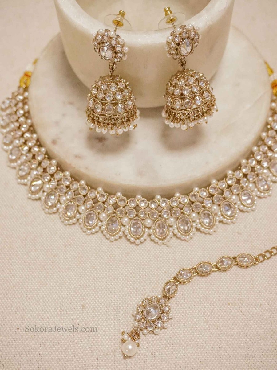 Abby Small Clear Crystal Necklace set - SOKORA JEWELSAbby Small Clear Crystal Necklace set