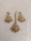 Afshah Earrings and Tikka set - Golden - SOKORA JEWELSAfshah Earrings and Tikka set - Golden