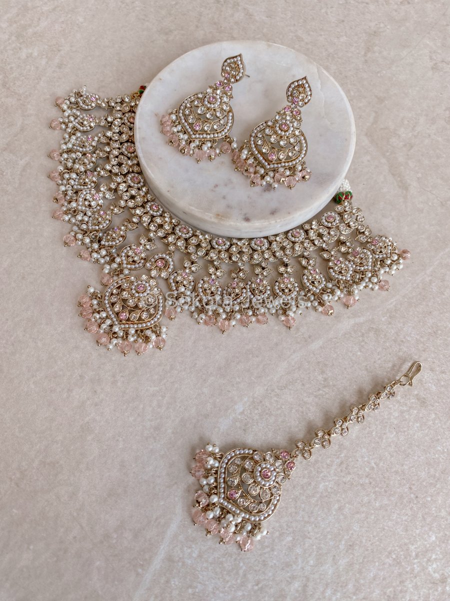 Afshah Necklace Set - Pink - SOKORA JEWELSAfshah Necklace Set - Pink