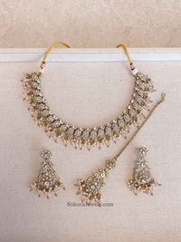 Aiza Clear Gold Necklace Set - SOKORA JEWELSAiza Clear Gold Necklace Set