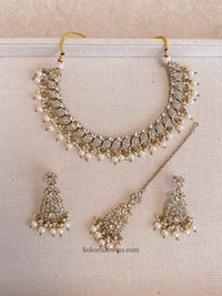 Aiza Clear Gold Necklace Set - SOKORA JEWELSAiza Clear Gold Necklace Set