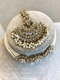 Alar Bridal Choker Necklace Set - Clear Gold - SOKORA JEWELSAlar Bridal Choker Necklace Set - Clear Gold