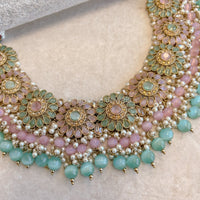 Alar Necklace Set - Pink and Mint - SOKORA JEWELSAlar Necklace Set - Pink and Mint