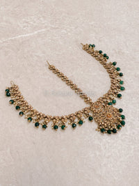 Alicia Antique Mathapatti / Head Chain - Dark Green - SOKORA JEWELSAlicia Antique Mathapatti / Head Chain - Dark Green