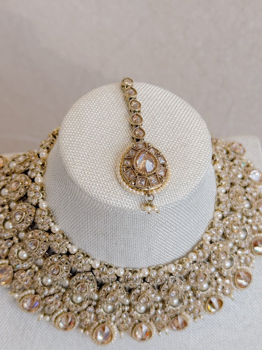 Alisa Golden Crystal Necklace Set - SOKORA JEWELSAlisa Golden Crystal Necklace Set