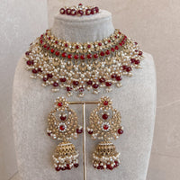 Almera Necklace set - Maroon - SOKORA JEWELSAlmera Necklace set - Maroon