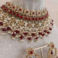 Almera Necklace set - Maroon - SOKORA JEWELSAlmera Necklace set - Maroon