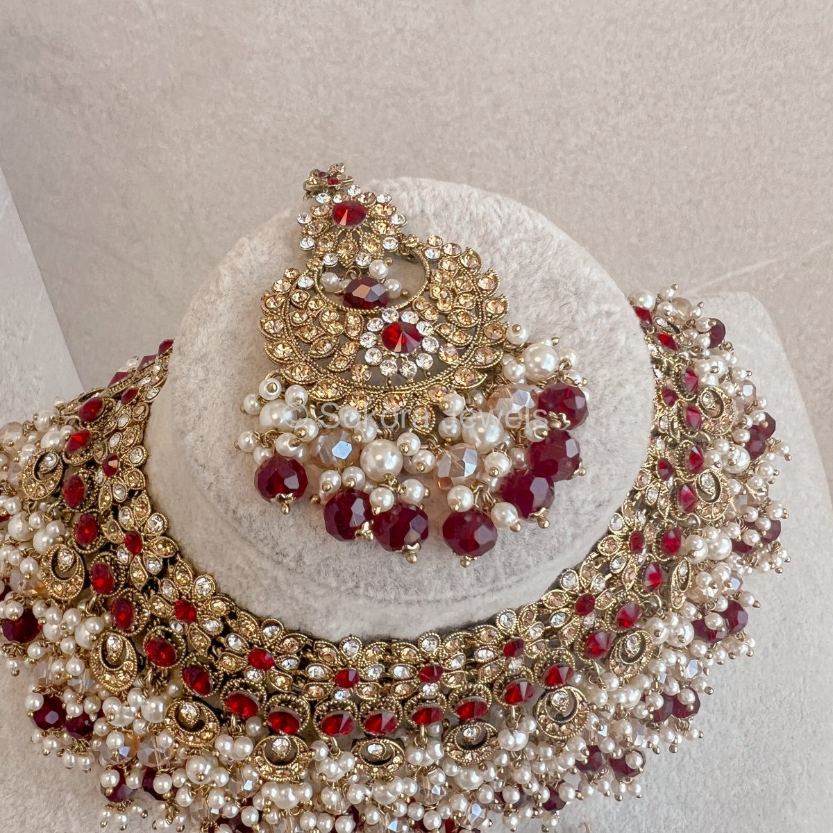 Almera Necklace set - Maroon - SOKORA JEWELSAlmera Necklace set - Maroon