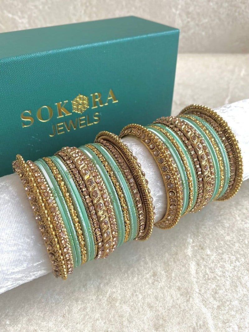 Alyana Small Golden Bangle Set - 7 Colour Options - SOKORA JEWELSAlyana Small Golden Bangle Set - 7 Colour OptionsBANGLES