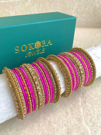 Alyana Small Golden Bangle Set - 7 Colour Options - SOKORA JEWELSAlyana Small Golden Bangle Set - 7 Colour OptionsBANGLES