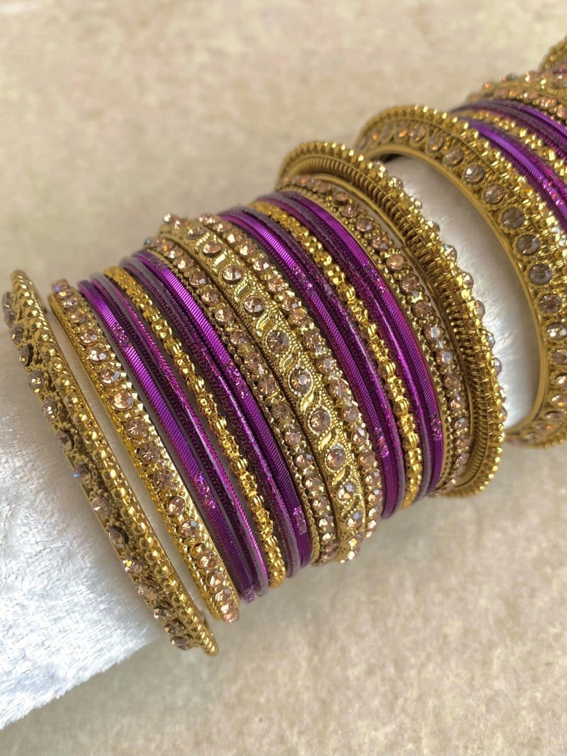 Alyana Small Golden Bangle Set - 7 Colour Options - SOKORA JEWELSAlyana Small Golden Bangle Set - 7 Colour OptionsBANGLES