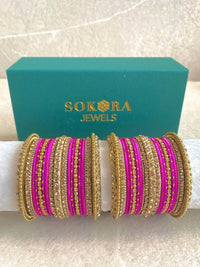 Alyana Small Golden Bangle Set - 7 Colour Options - SOKORA JEWELSAlyana Small Golden Bangle Set - 7 Colour OptionsBANGLES