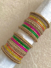 Alyana Small Golden Bangle Set - 7 Colour Options - SOKORA JEWELSAlyana Small Golden Bangle Set - 7 Colour OptionsBANGLES