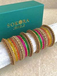 Alyana Small Golden Bangle Set - 7 Colour Options - SOKORA JEWELSAlyana Small Golden Bangle Set - 7 Colour OptionsBANGLES