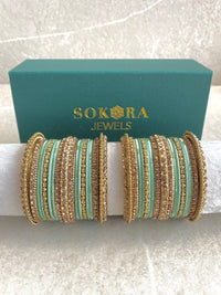 Alyana Small Golden Bangle Set - 7 Colour Options - SOKORA JEWELSAlyana Small Golden Bangle Set - 7 Colour OptionsBANGLES