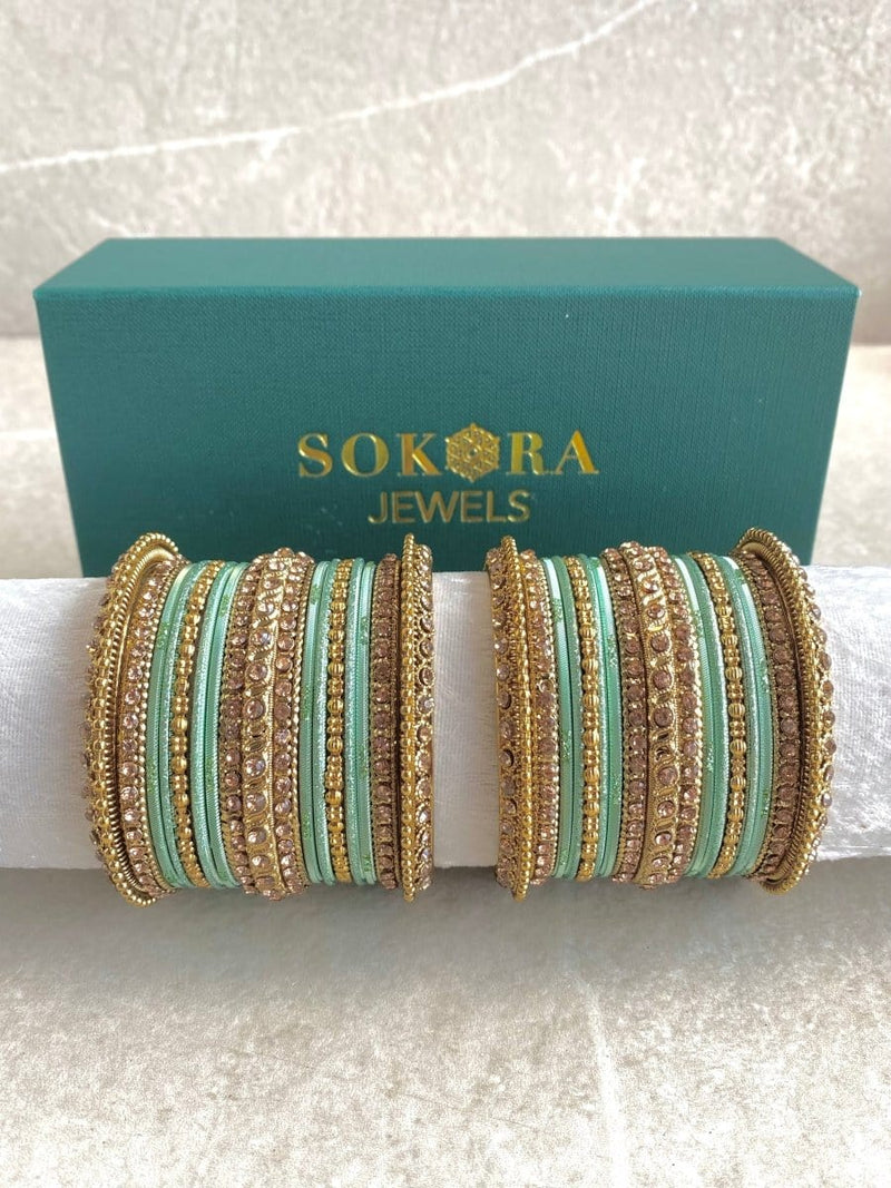 Alyana Small Golden Bangle Set - 7 Colour Options - SOKORA JEWELSAlyana Small Golden Bangle Set - 7 Colour OptionsBANGLES