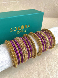 Alyana Small Golden Bangle Set - 7 Colour Options - SOKORA JEWELSAlyana Small Golden Bangle Set - 7 Colour OptionsBANGLES