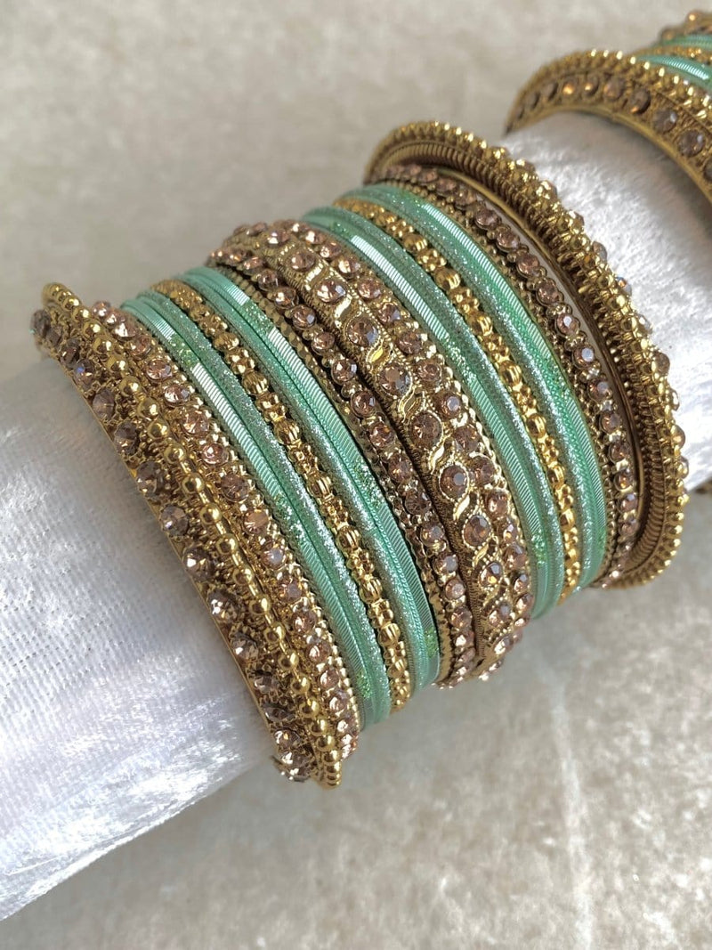 Alyana Small Golden Bangle Set - 7 Colour Options - SOKORA JEWELSAlyana Small Golden Bangle Set - 7 Colour OptionsBANGLES