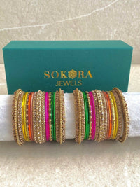 Alyana Small Golden Bangle Set - 7 Colour Options - SOKORA JEWELSAlyana Small Golden Bangle Set - 7 Colour OptionsBANGLES