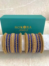 Alyana Small Golden Bangle Set - 7 Colour Options - SOKORA JEWELSAlyana Small Golden Bangle Set - 7 Colour OptionsBANGLES