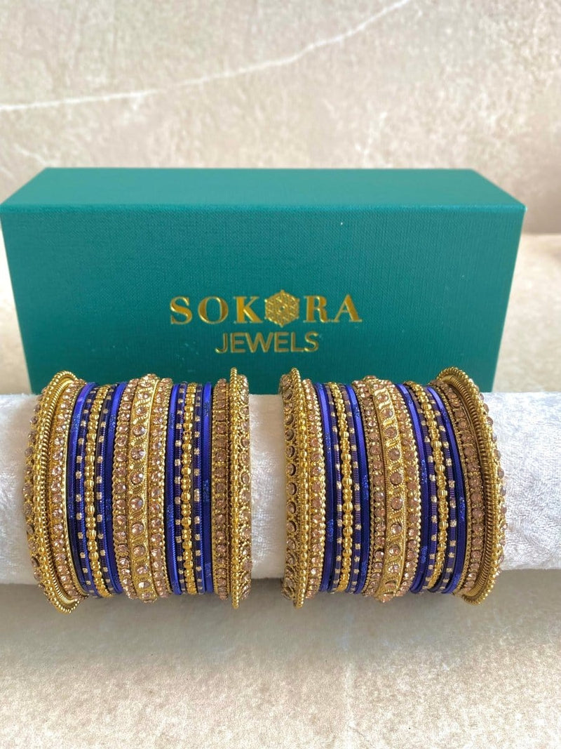 Alyana Small Golden Bangle Set - 7 Colour Options - SOKORA JEWELSAlyana Small Golden Bangle Set - 7 Colour OptionsBANGLES