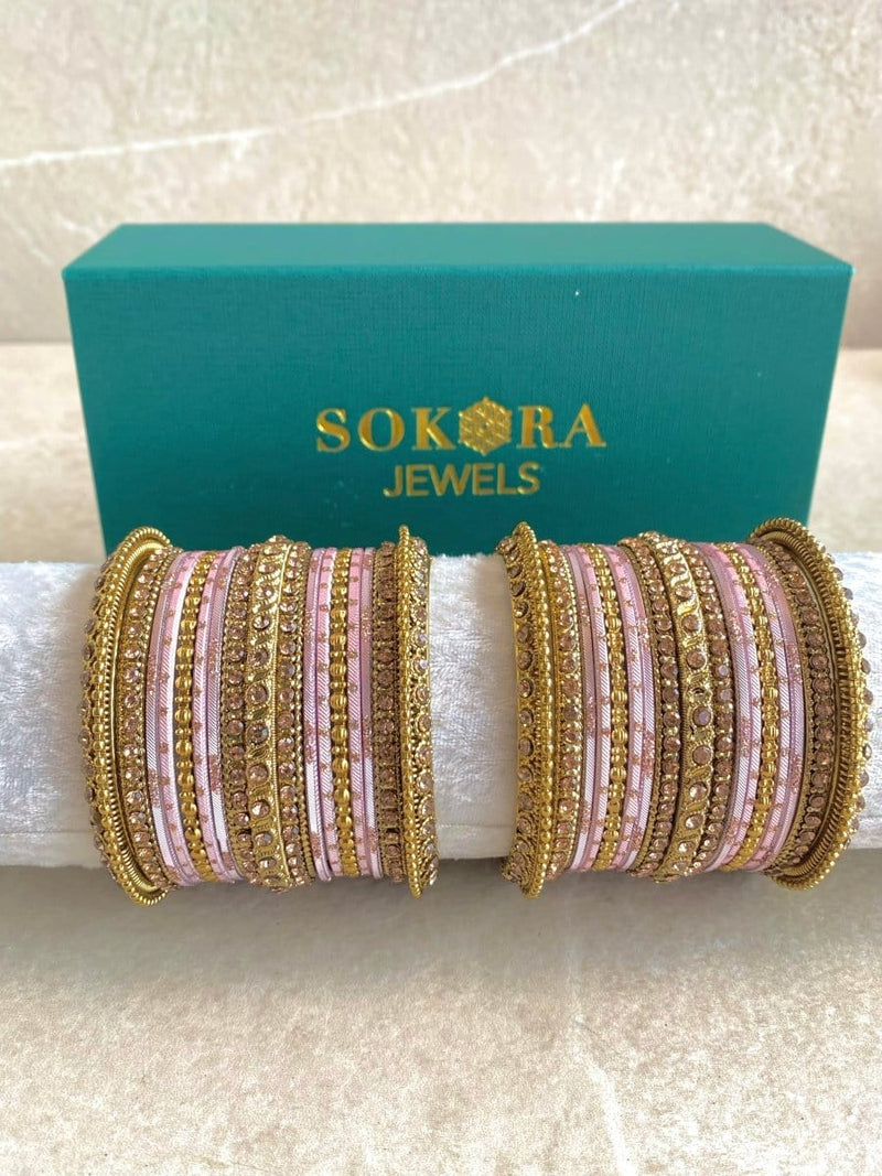 Alyana Small Golden Bangle Set - 7 Colour Options - SOKORA JEWELSAlyana Small Golden Bangle Set - 7 Colour OptionsBANGLES