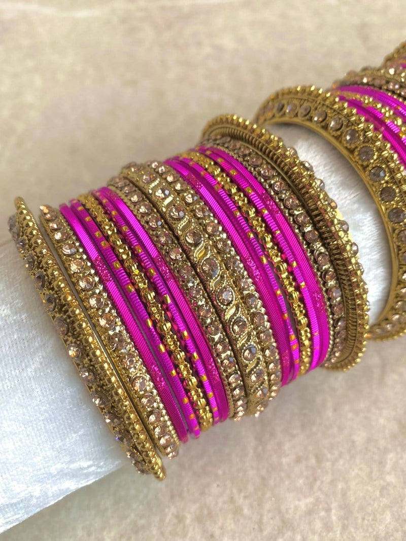Alyana Small Golden Bangle Set - 7 Colour Options - SOKORA JEWELSAlyana Small Golden Bangle Set - 7 Colour OptionsBANGLES