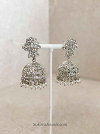 Aman Silver Jhumka Earrings - SOKORA JEWELSAman Silver Jhumka Earrings
