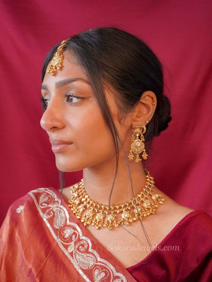 AMARA Gold Tone Kundan Necklace Set - SOKORA JEWELSAMARA Gold Tone Kundan Necklace SetNECKLACE SETS