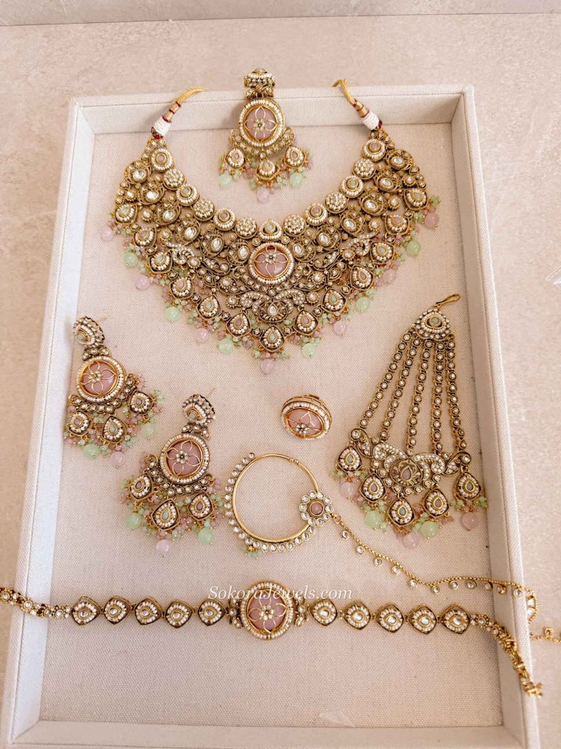 Amardeep Pastel Full Bridal Set - SOKORA JEWELSAmardeep Pastel Full Bridal Set