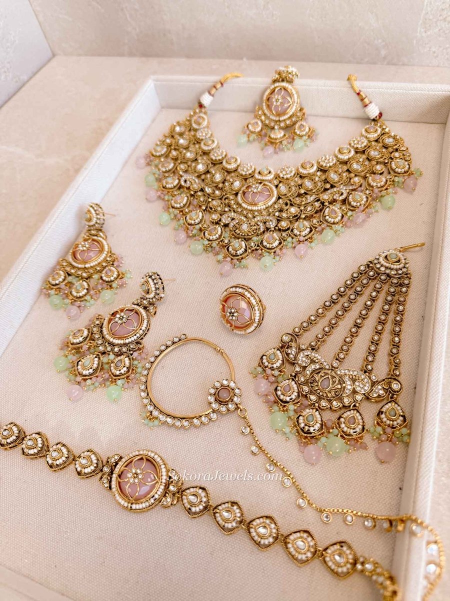 Amardeep Pastel Full Bridal Set - SOKORA JEWELSAmardeep Pastel Full Bridal Set