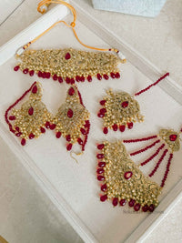 Amela Zircon Bridal Choker Set - Red - SOKORA JEWELSAmela Zircon Bridal Choker Set - Red