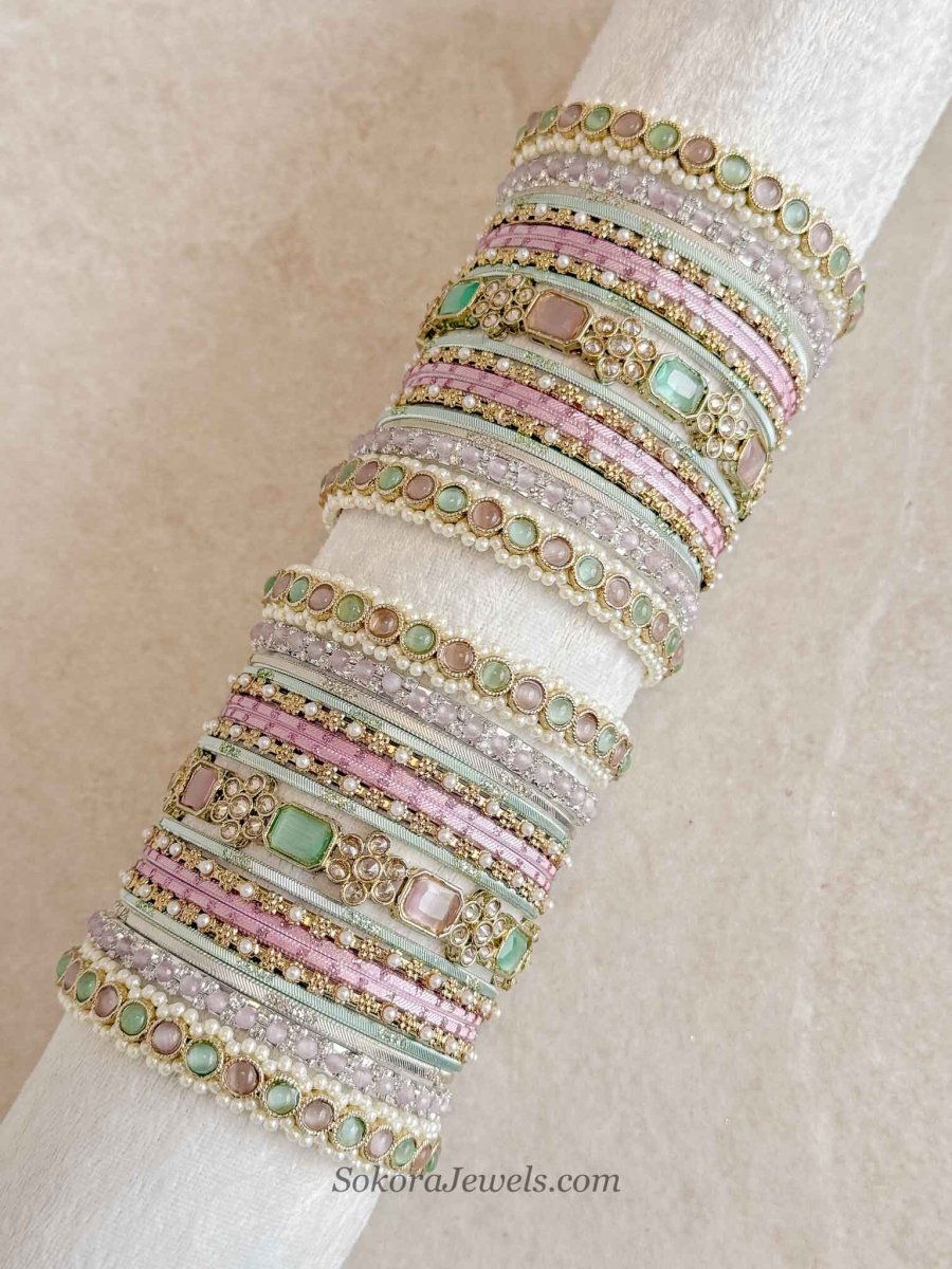 Ameli Luxury Bangle Set - Pastels - SOKORA JEWELSAmeli Luxury Bangle Set - PastelsBANGLES