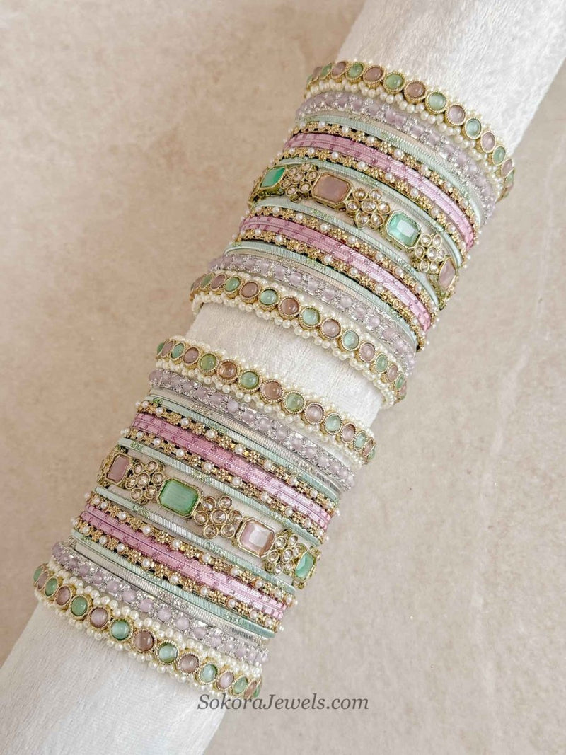 Ameli Luxury Bangle Set - Pastels - SOKORA JEWELSAmeli Luxury Bangle Set - PastelsBANGLES