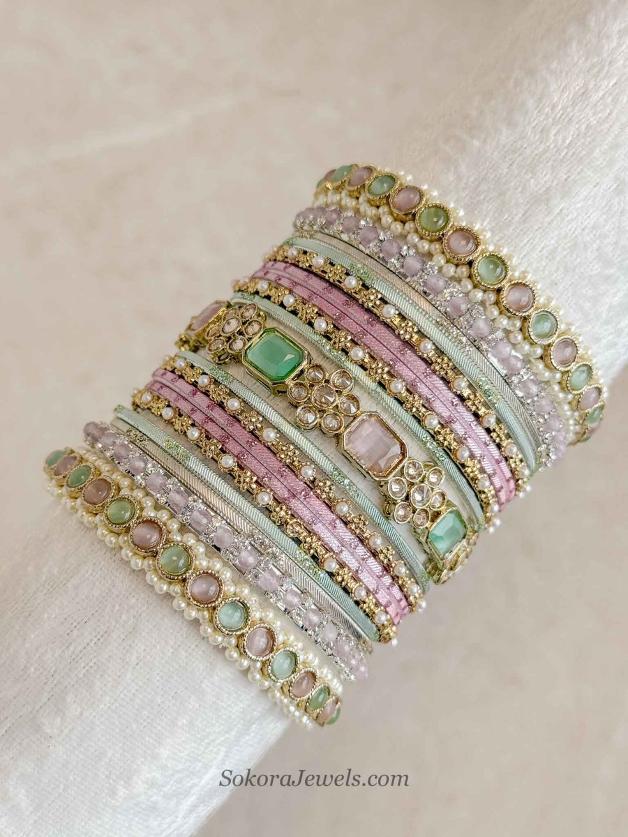 Ameli Luxury Bangle Set - Pastels - SOKORA JEWELSAmeli Luxury Bangle Set - PastelsBANGLES
