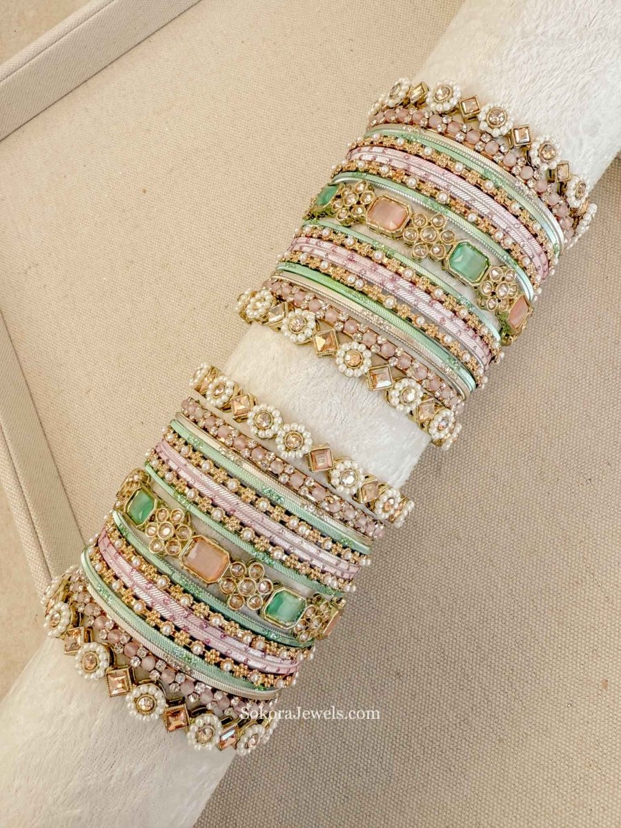 Ameli Luxury Bangle Set - Pastels - SOKORA JEWELSAmeli Luxury Bangle Set - PastelsBANGLES