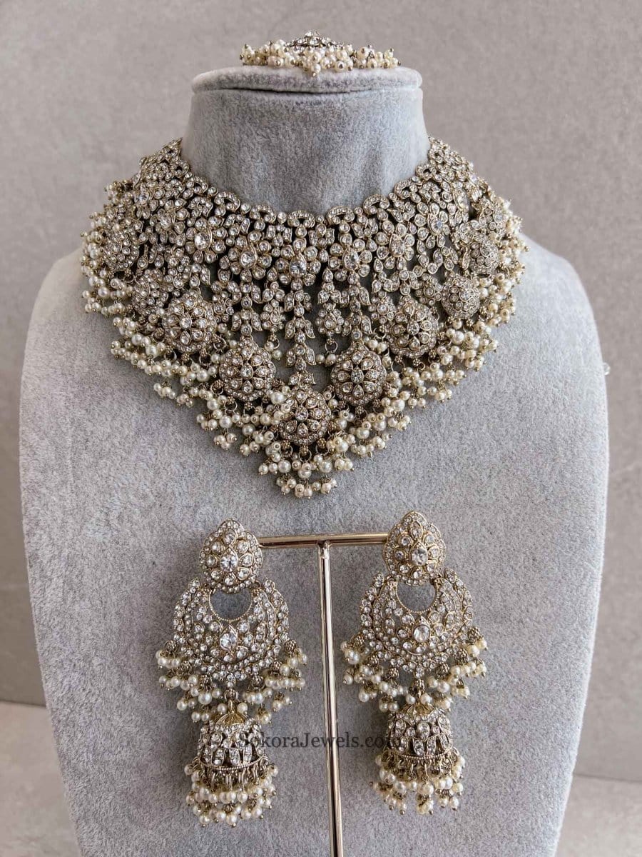 Amelia Large Bridal Necklace Set - SOKORA JEWELSAmelia Large Bridal Necklace Set