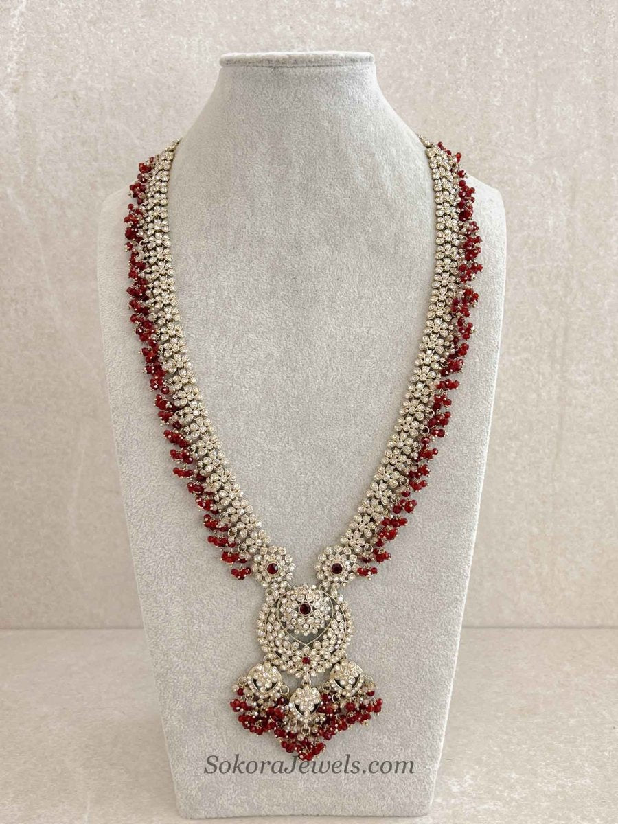 Amelia Long Haar Necklace - Maroon - SOKORA JEWELSAmelia Long Haar Necklace - Maroon