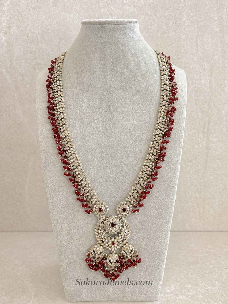 Amelia Long Haar Necklace - Maroon - SOKORA JEWELSAmelia Long Haar Necklace - Maroon