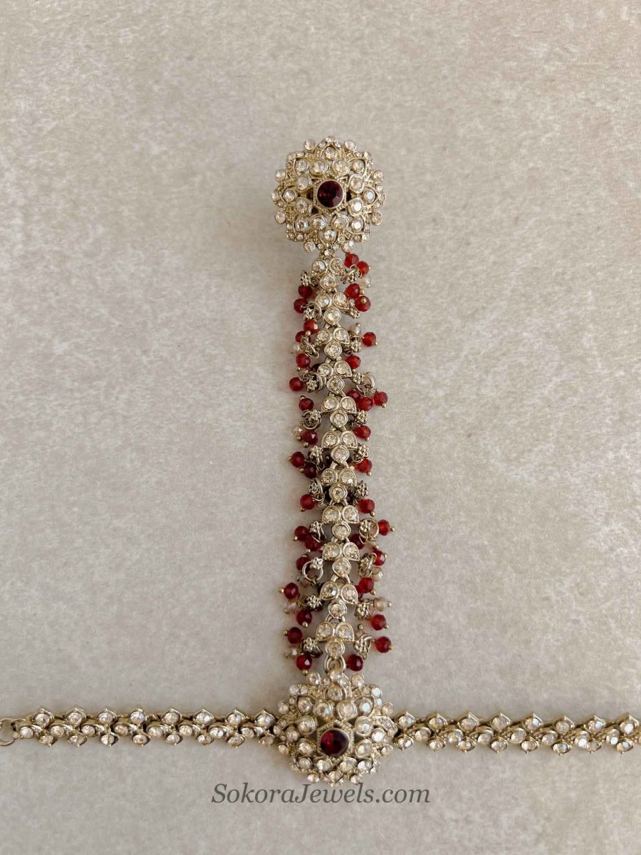 Amelia Maroon Hand Chain - SOKORA JEWELSAmelia Maroon Hand Chain