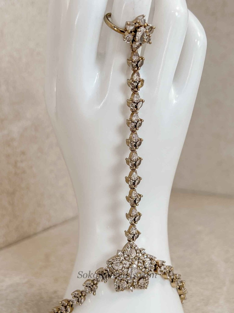 American Diamond Hand Chain Bracelet - SOKORA JEWELSAmerican Diamond Hand Chain Bracelet