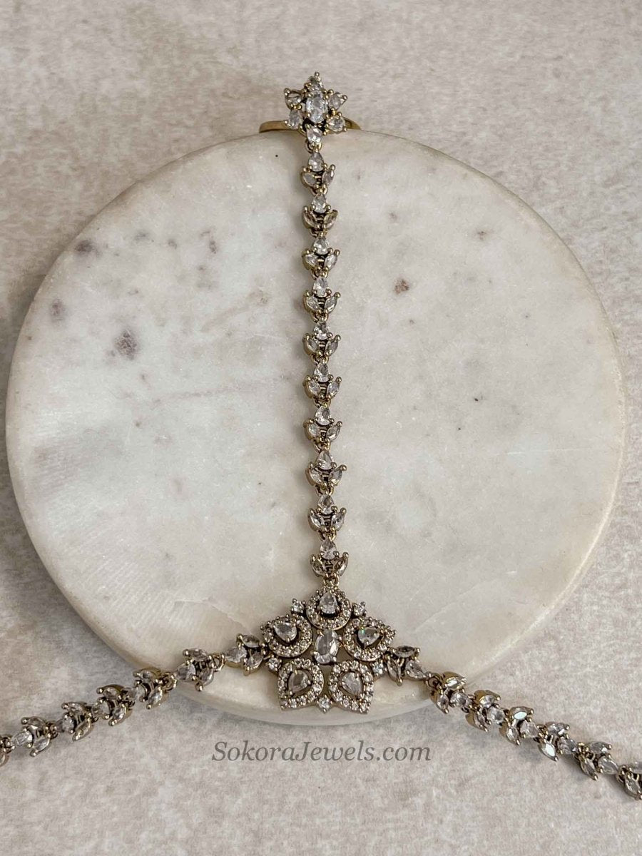 American Diamond Hand Chain Bracelet - SOKORA JEWELSAmerican Diamond Hand Chain Bracelet