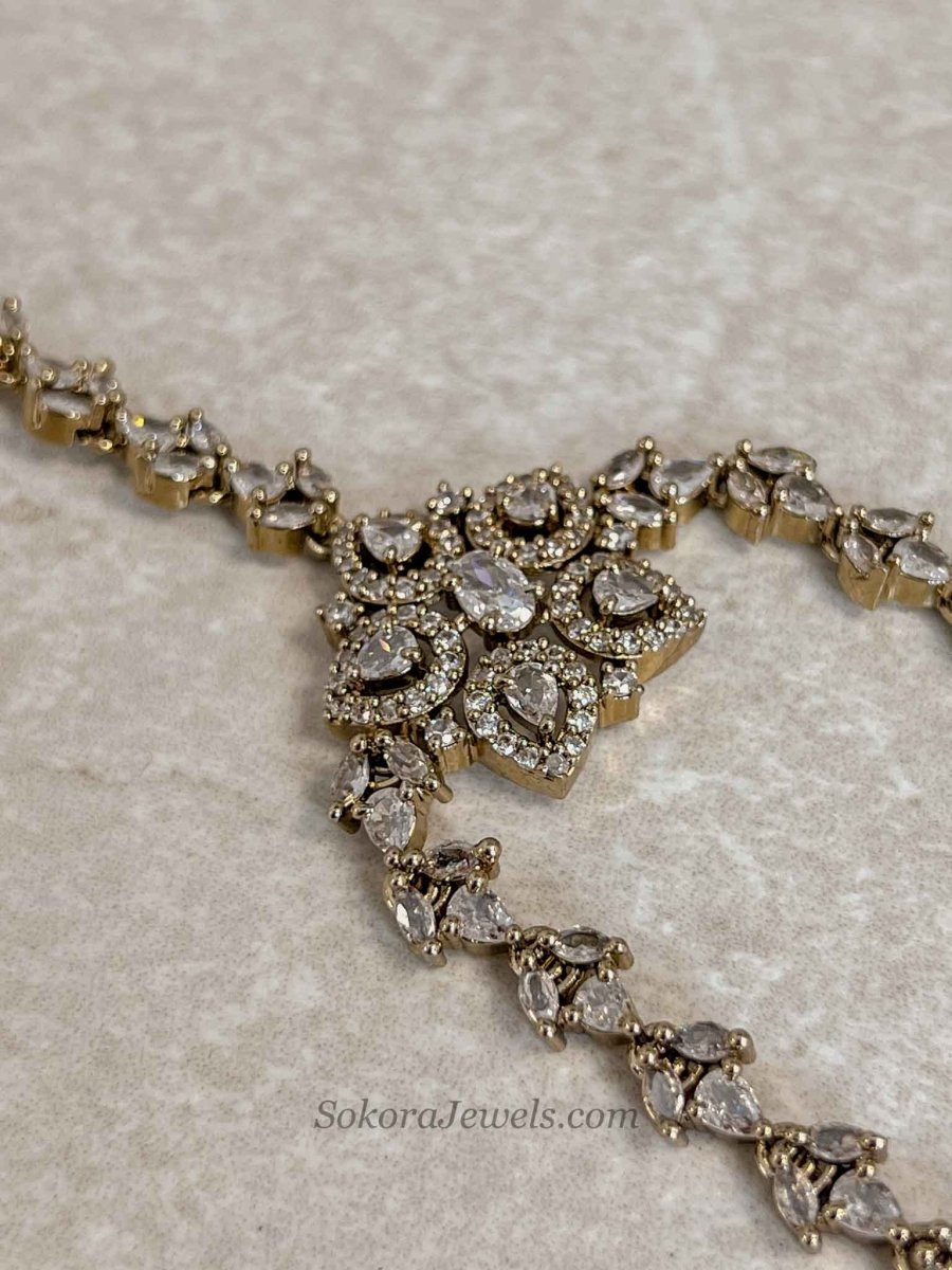 American Diamond Hand Chain Bracelet - SOKORA JEWELSAmerican Diamond Hand Chain Bracelet