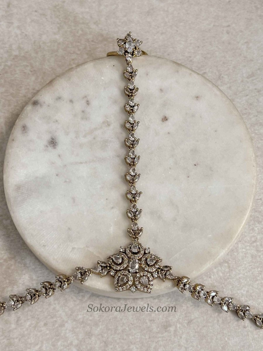 American Diamond Hand Chain Bracelet - SOKORA JEWELSAmerican Diamond Hand Chain Bracelet