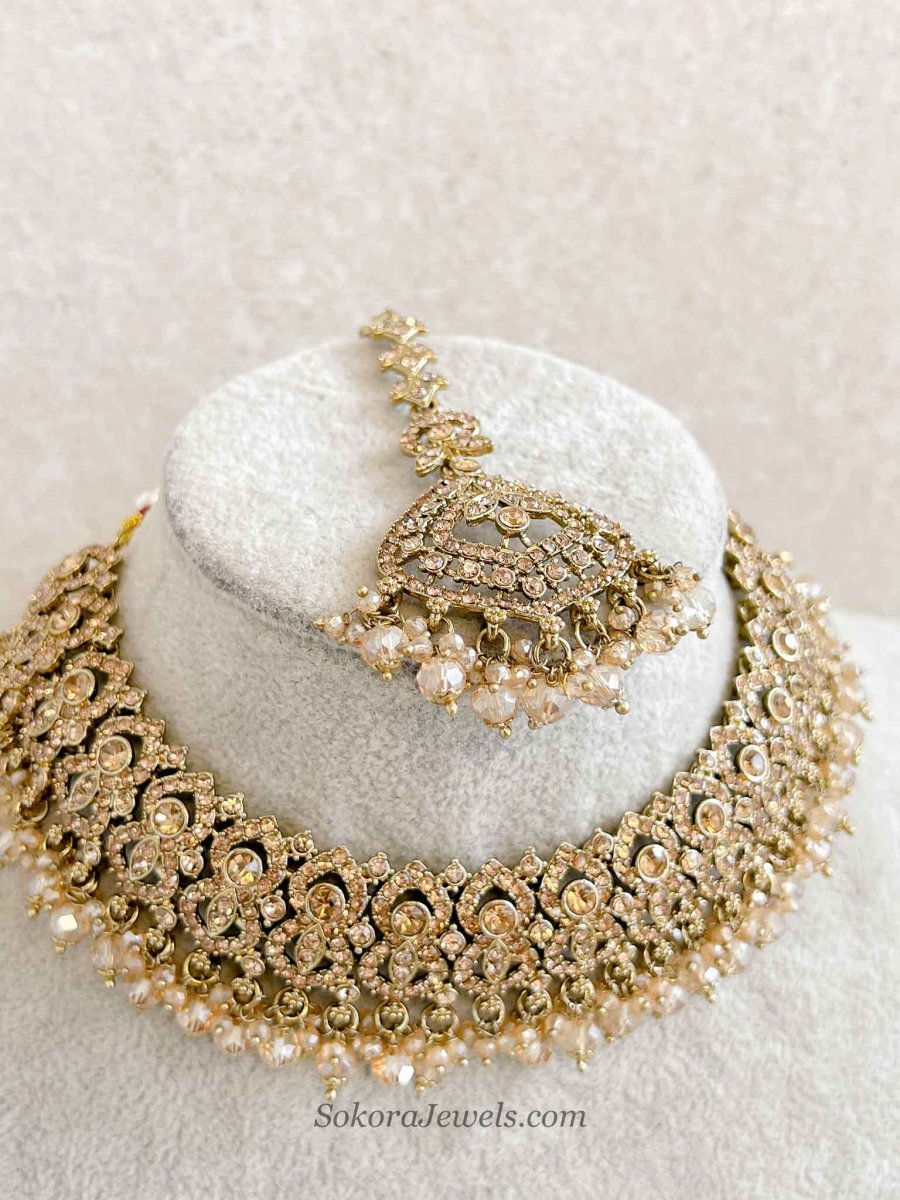 Amina Golden Necklace sets - SOKORA JEWELSAmina Golden Necklace sets