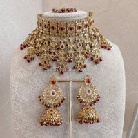 Amreen Choker Set - Maroon - SOKORA JEWELSAmreen Choker Set - Maroon